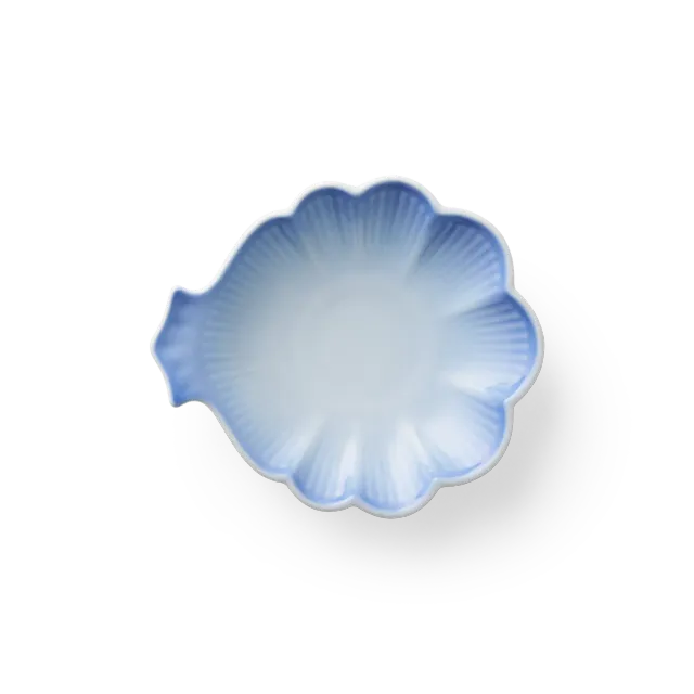 Kgl. Porcelæn Iris fad 16 cm blå blomsterformet