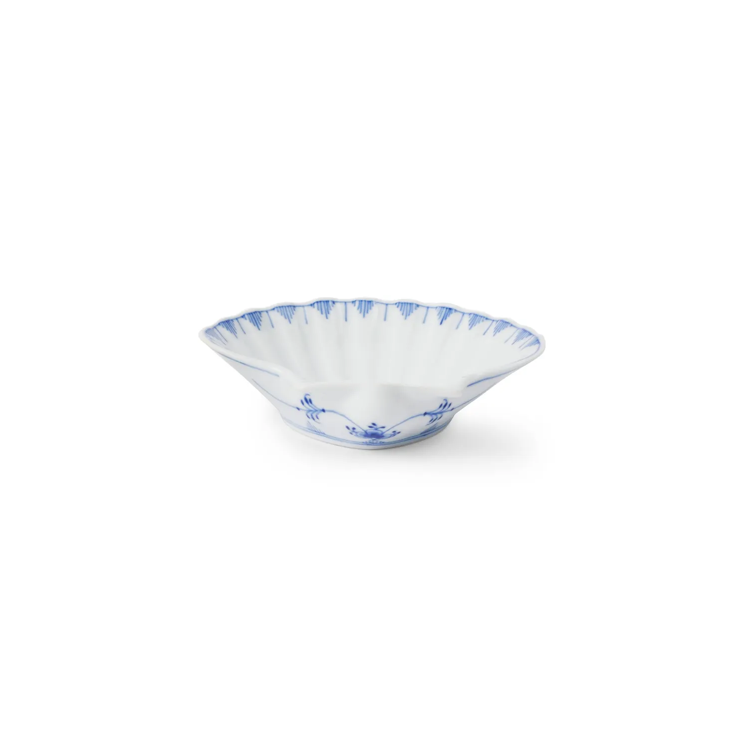 Kgl. Porcelæn Musselmalet Riflet muslingeskål 10 cm blomst