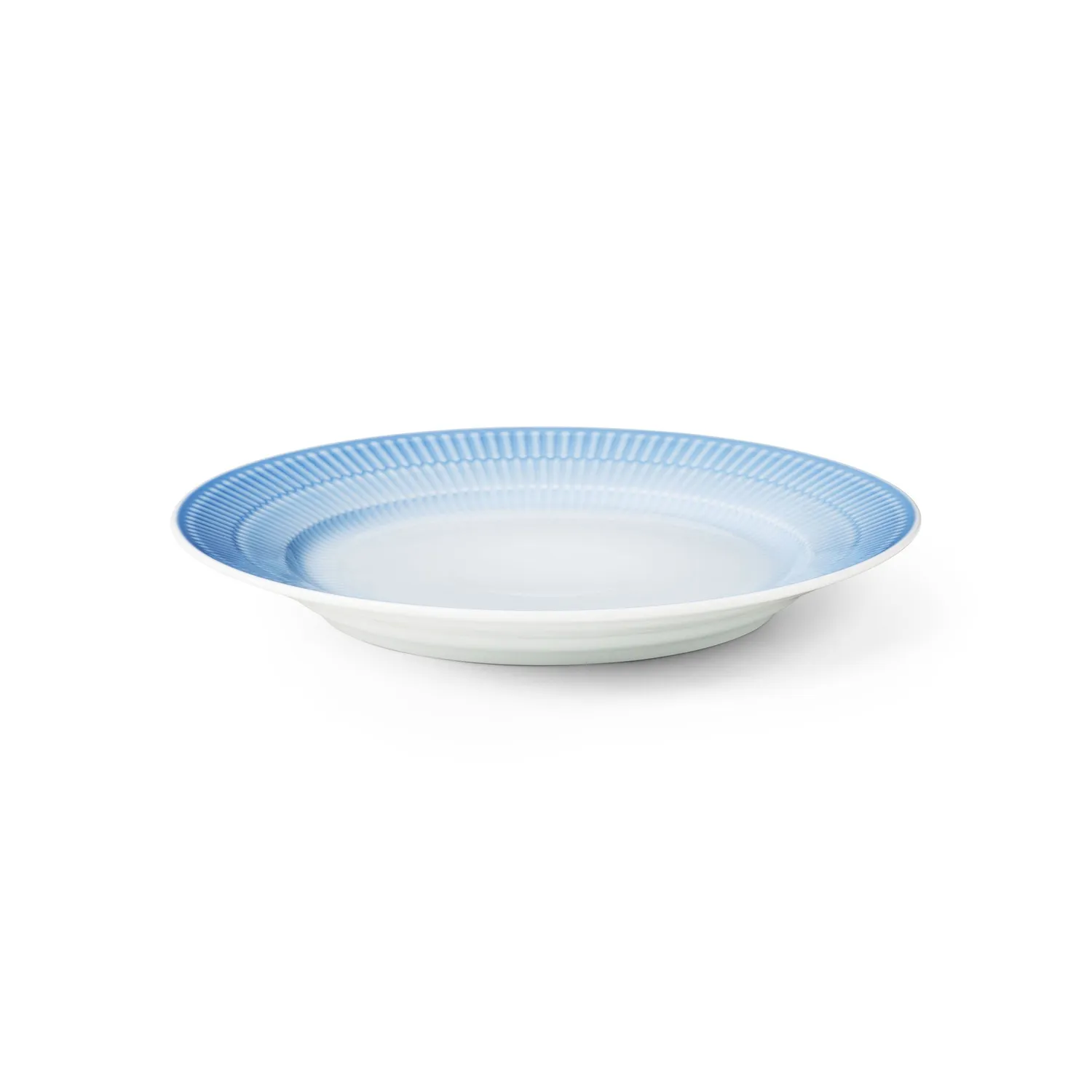 Kgl. Porcelæn Iris tallerken 22 cm blå riflet