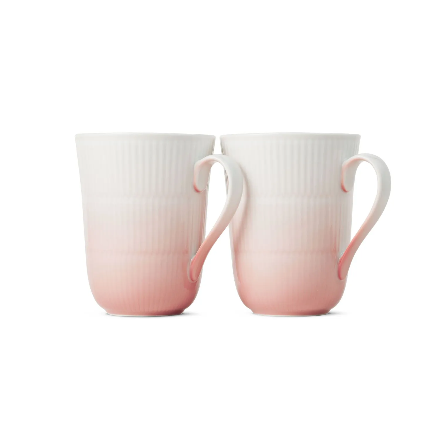 Kgl. Porcelæn Iris kop koral 36 cl 2 stk riflet