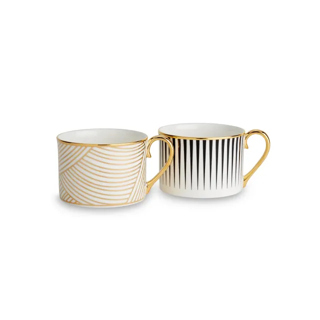1882-Ltd Lustre Gold Dhow Black Stripe kaffekopper 2 stk lustre