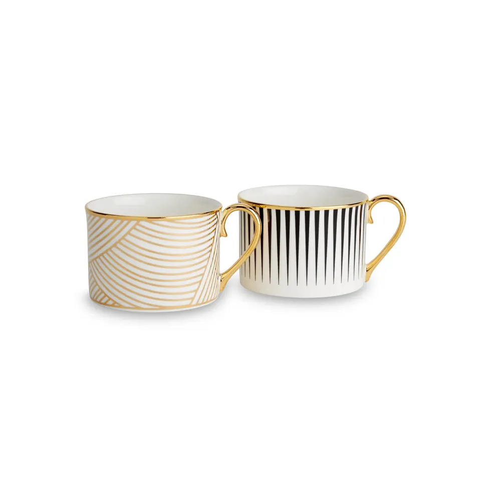 1882-Ltd Lustre Gold Dhow Black Stripe kaffekopper 2 stk lustre
