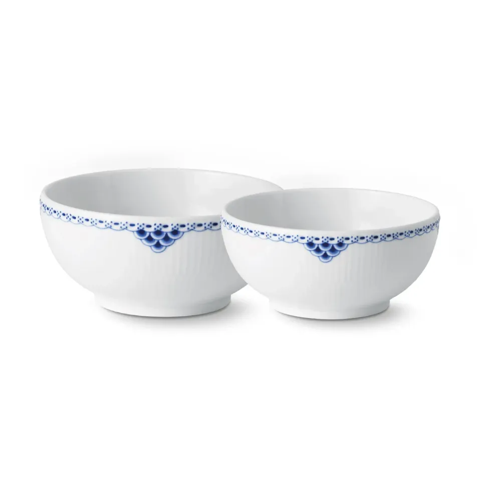 Kgl. Porcelæn Prinsesse skål 73 cl + 110 cl 2 stk blå