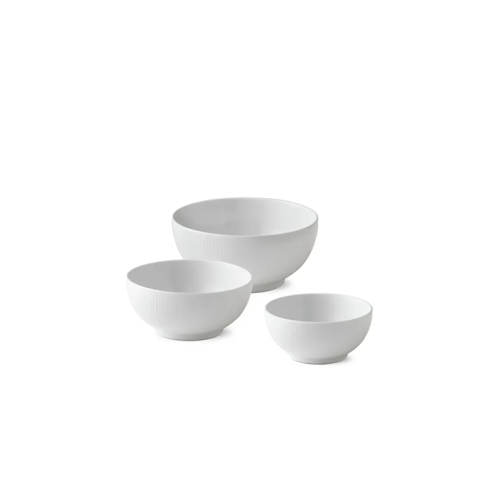 Royal Copenhagen Hvid Riflet skål 47/73/110 cl 3 stk hvid