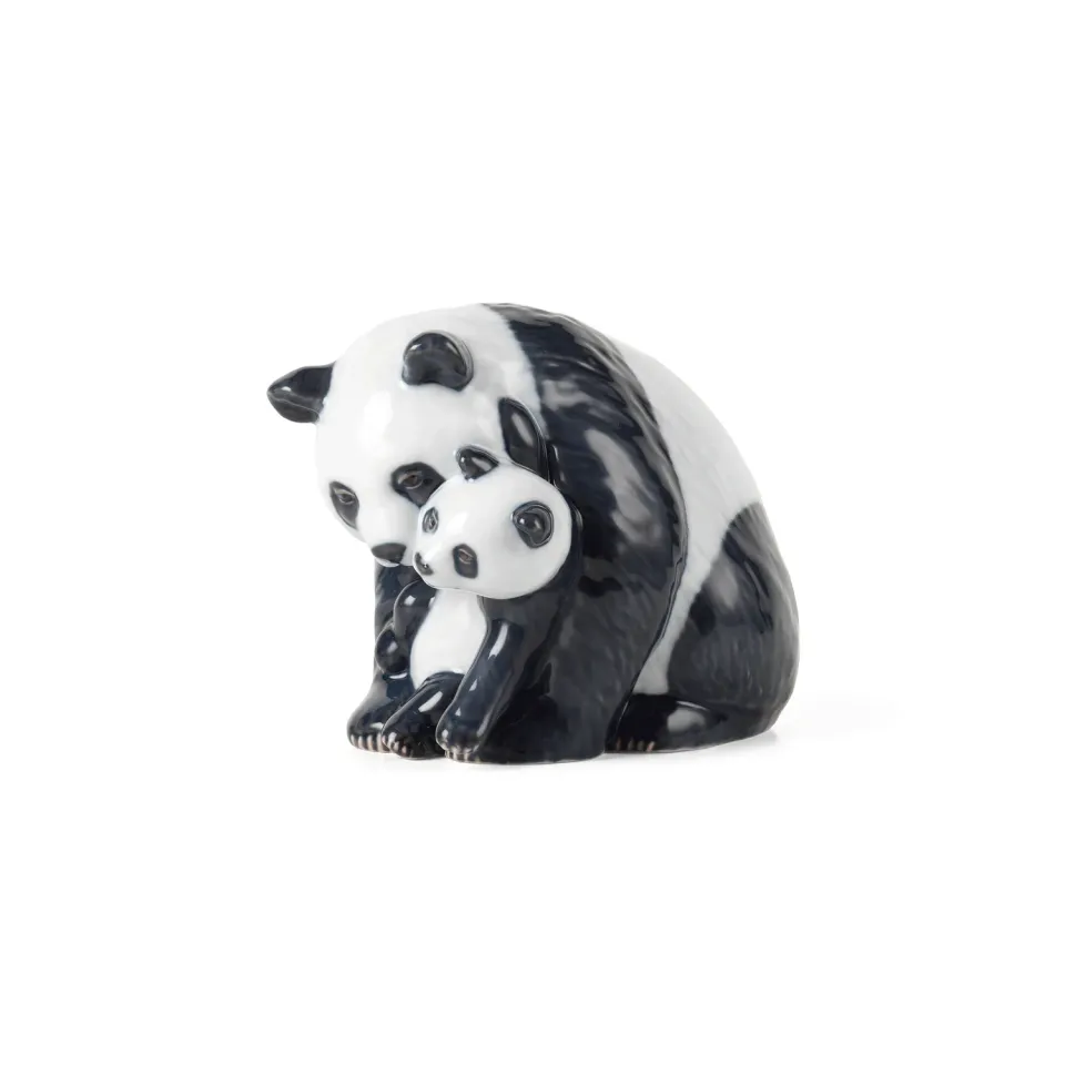 Royal Copenhagen Panda med unge figur 13 cm porcelæn