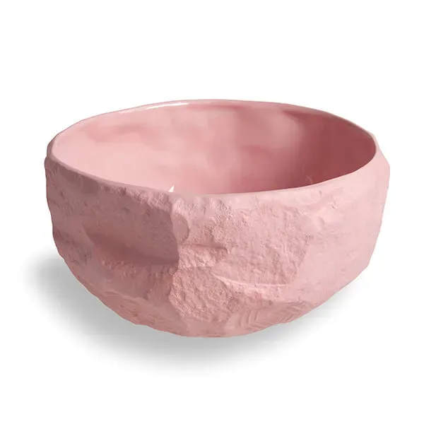 1882-Ltd Crockery Pink Large dyb skål lyserød stentøj