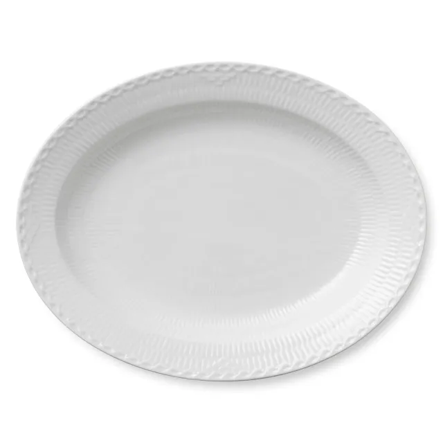 Kgl. Porcelæn Hvid Halvblonde fad 36,5 cm porcelæn
