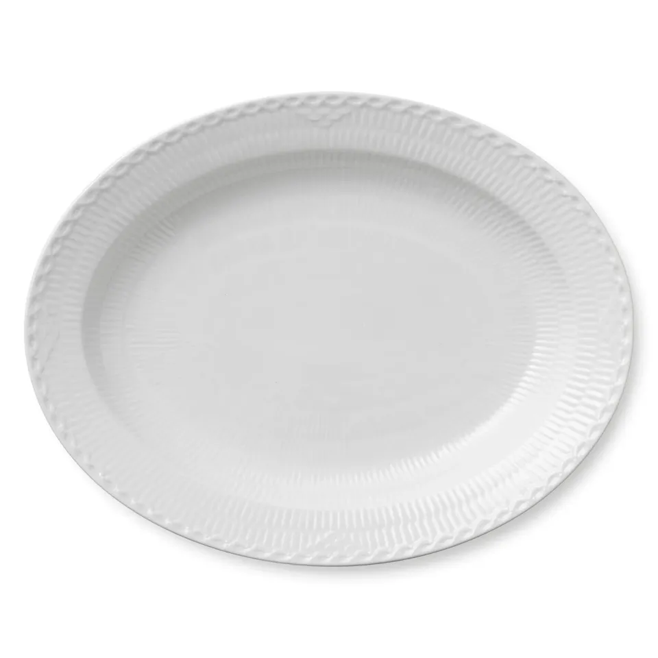 Kgl. Porcelæn Hvid Halvblonde fad 36,5 cm porcelæn
