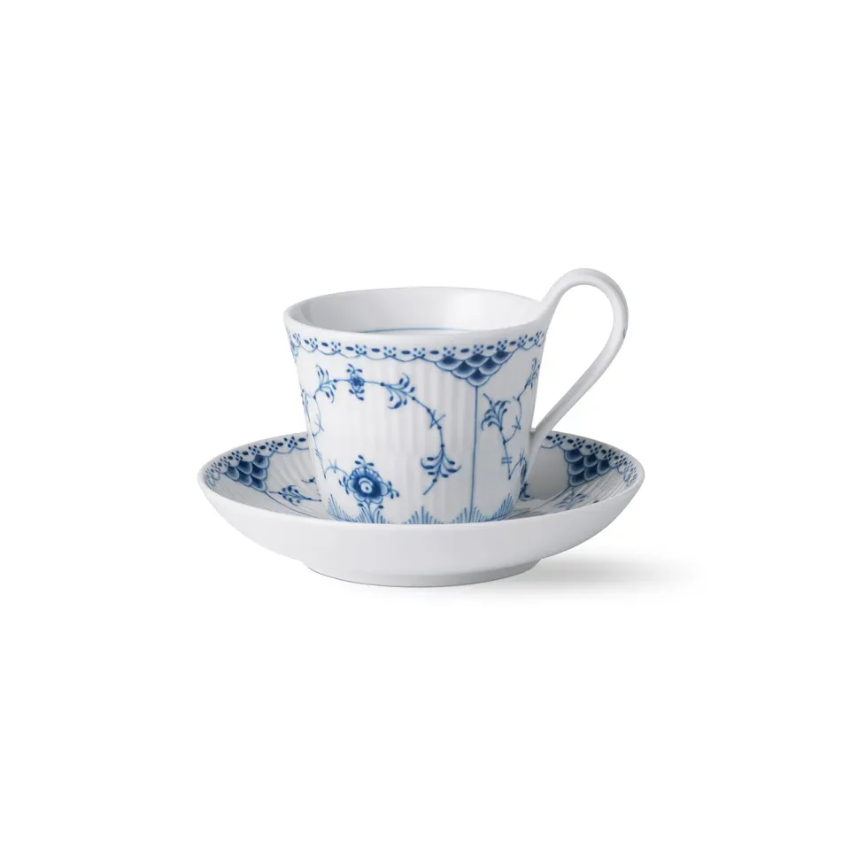 Royal Copenhagen Musselmalet Halvblonde kop 24 cl med underkop
