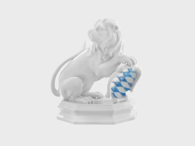 Nymphenburg Løve figur glaseret porcelæn