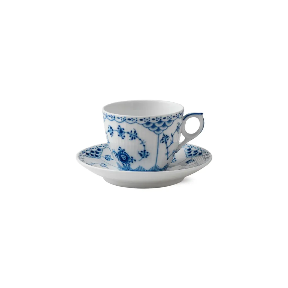 Kgl. Porcelæn Musselmalet Halvblonde kop 17 cl underkop