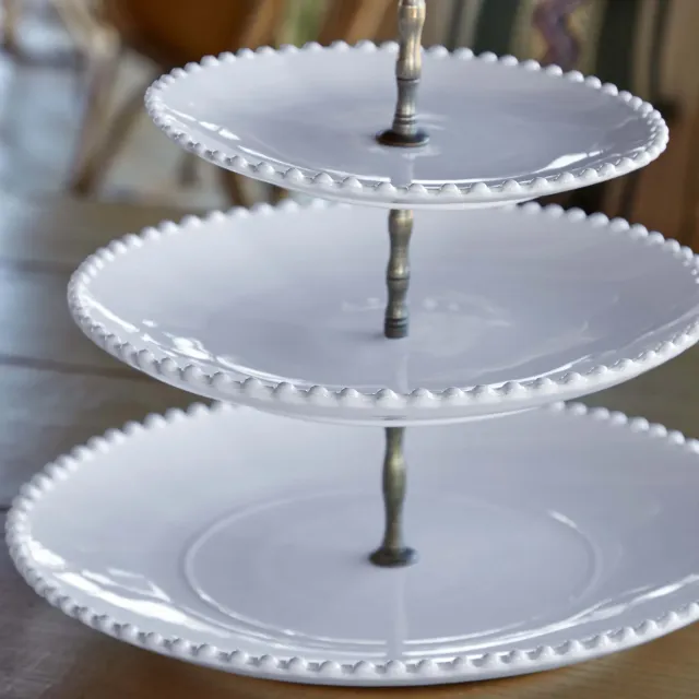 Costa Nova Pearl etagere 3 etager hvid stentøj