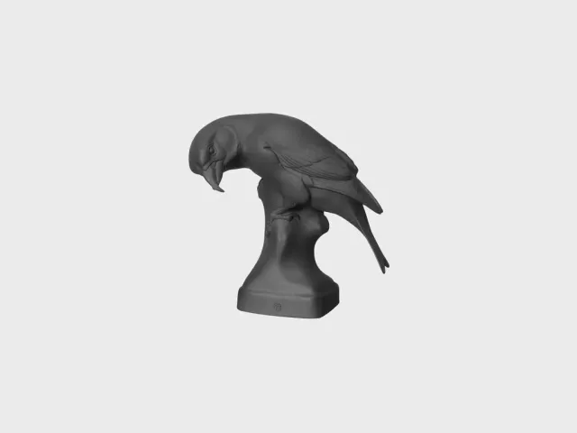 Nymphenburg Kreuzschnabel fuglefigur sort biskuit