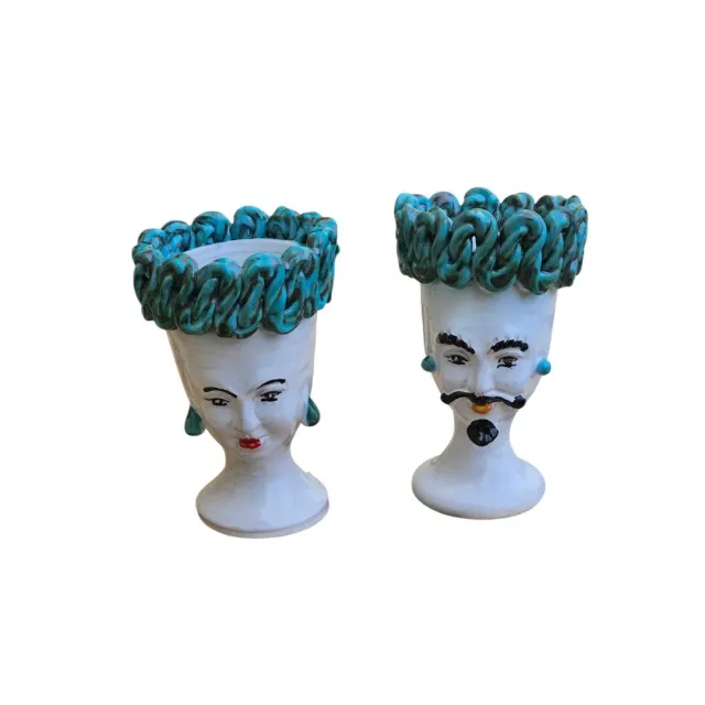 Les Ottomans Sicily Sculpture vase keramikvase sæt 2 stk håndmalet