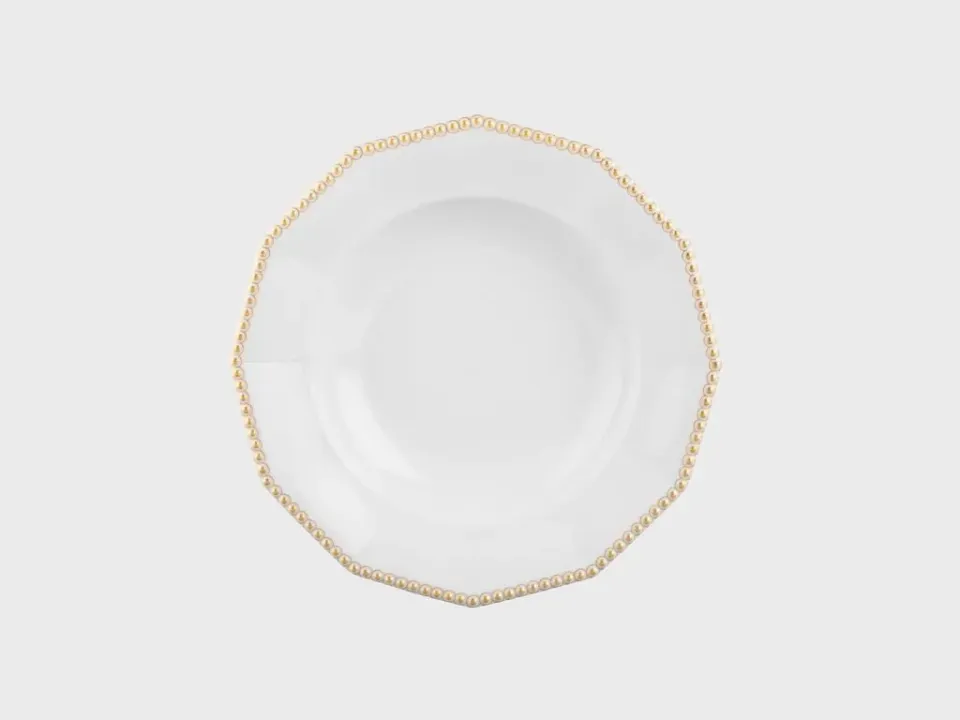 Nymphenburg Perl Gold dyb tallerken 25 cm perlerand