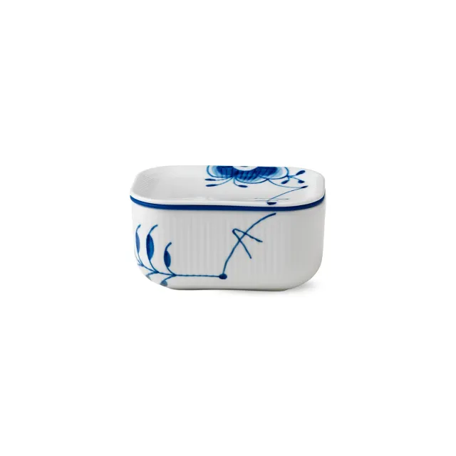 Kgl. Porcelæn Blå Mega Riflet smørskål med låg 42 cl 6,8 cm