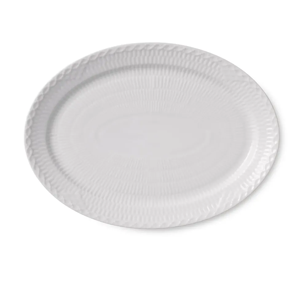 Kgl. Porcelæn Hvid Halvblonde fad 28 cm serveringsfad hvid