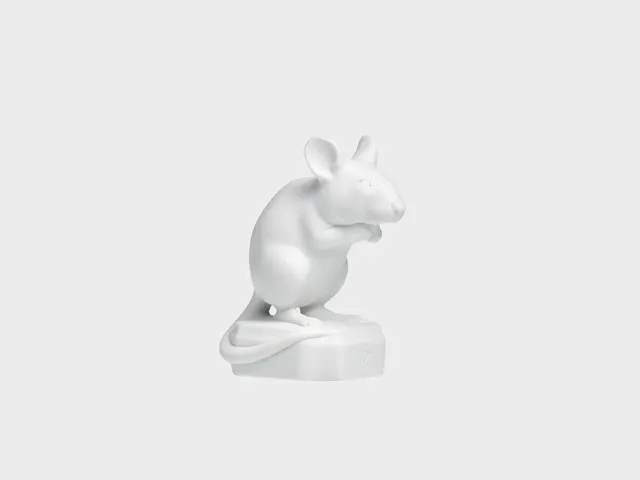 Nymphenburg Maus Karl porcelænsfigur 8 cm hvid