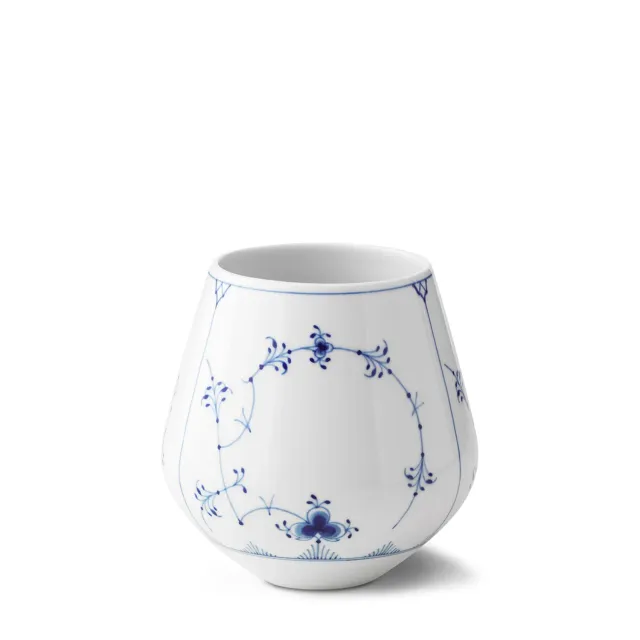 Kgl. Porcelæn Musselmalet Riflet vase 15 cm håndmalet