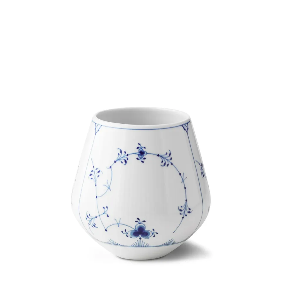 Kgl. Porcelæn Musselmalet Riflet vase 15 cm håndmalet