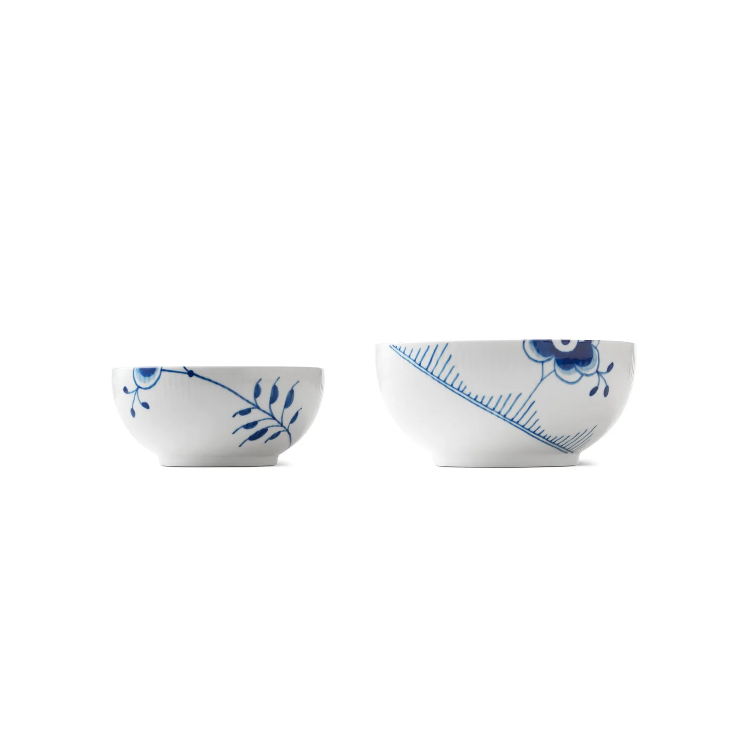 Kgl. Porcelæn Blå Mega Riflet skål 24+47 cl 2 stk porcelæn