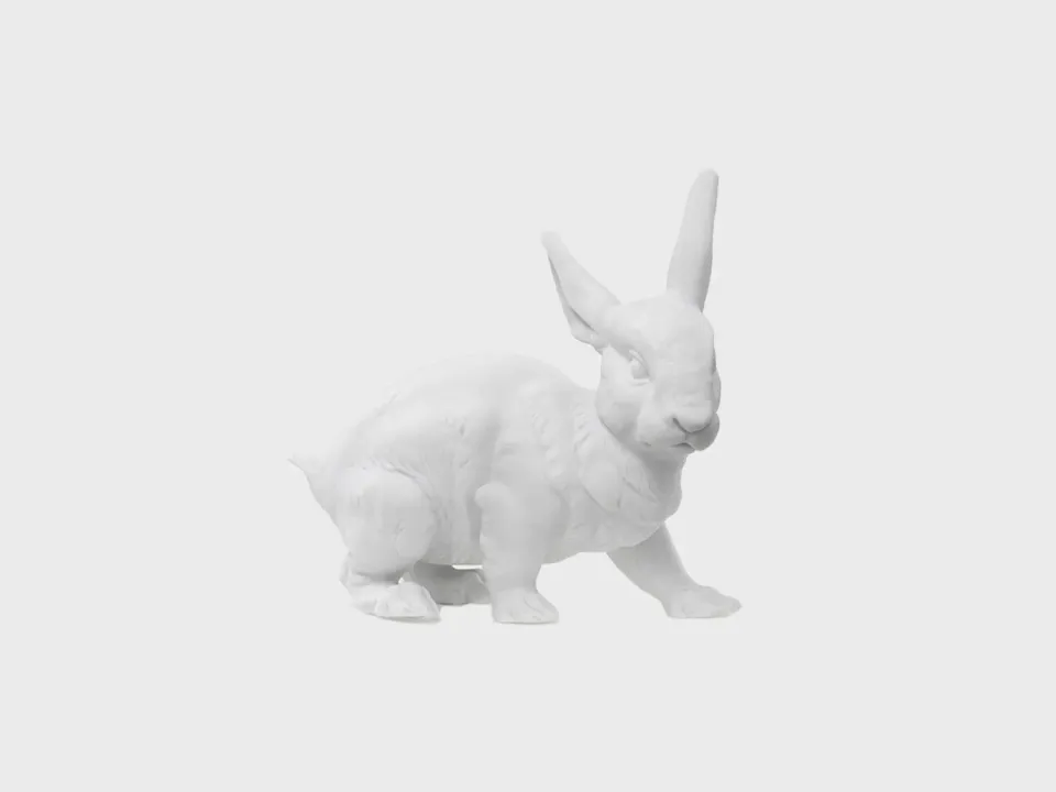 Nymphenburg Hase harefigur hvid biskuit lille