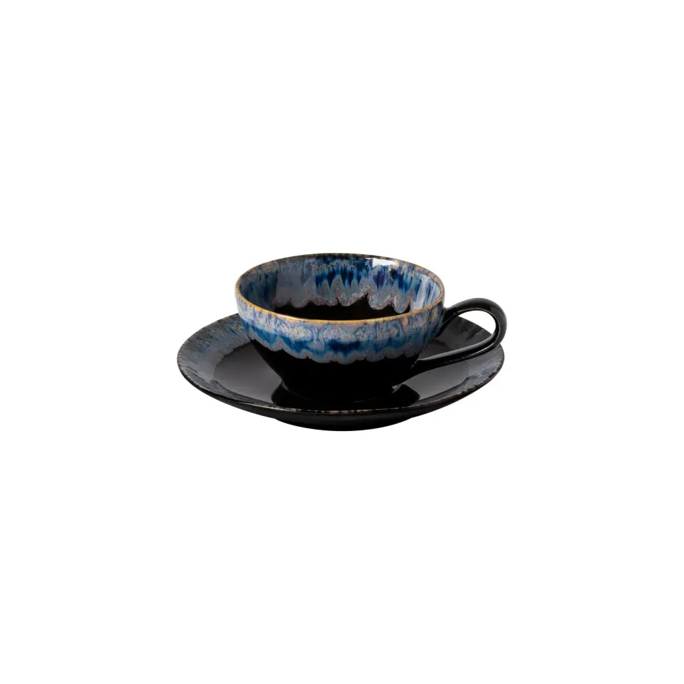 Costa Nova Taormina Tea Cup Saucer tekop sort stentøj