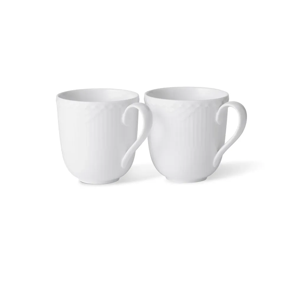 Kgl. Porcelæn Hvid Halvblonde kop 37 cl 2 stk blondekant