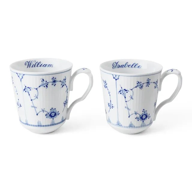 Kgl. Porcelæn Musselmalet Riflet kop Bespoke 38 cl 2 stk