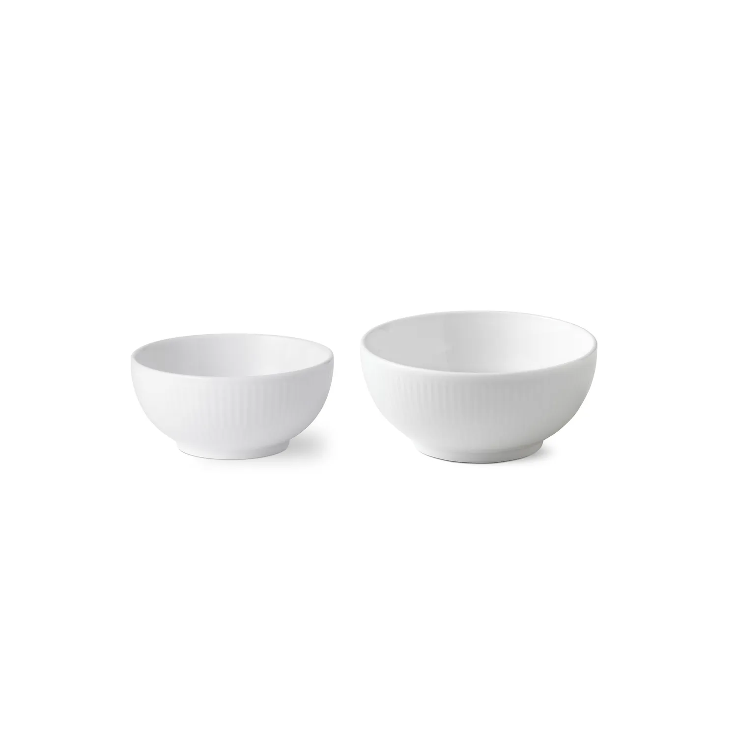 Royal Copenhagen Hvid Riflet skål 24 cl og 47 cl 2 stk