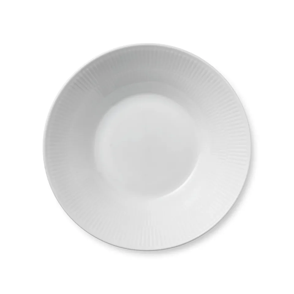 Kgl. Porcelæn Hvid Riflet dyb tallerken 24 cm hvid