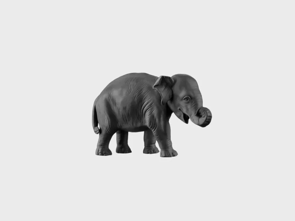 Nymphenburg Junger Elefant figur sort biskuit 10 cm