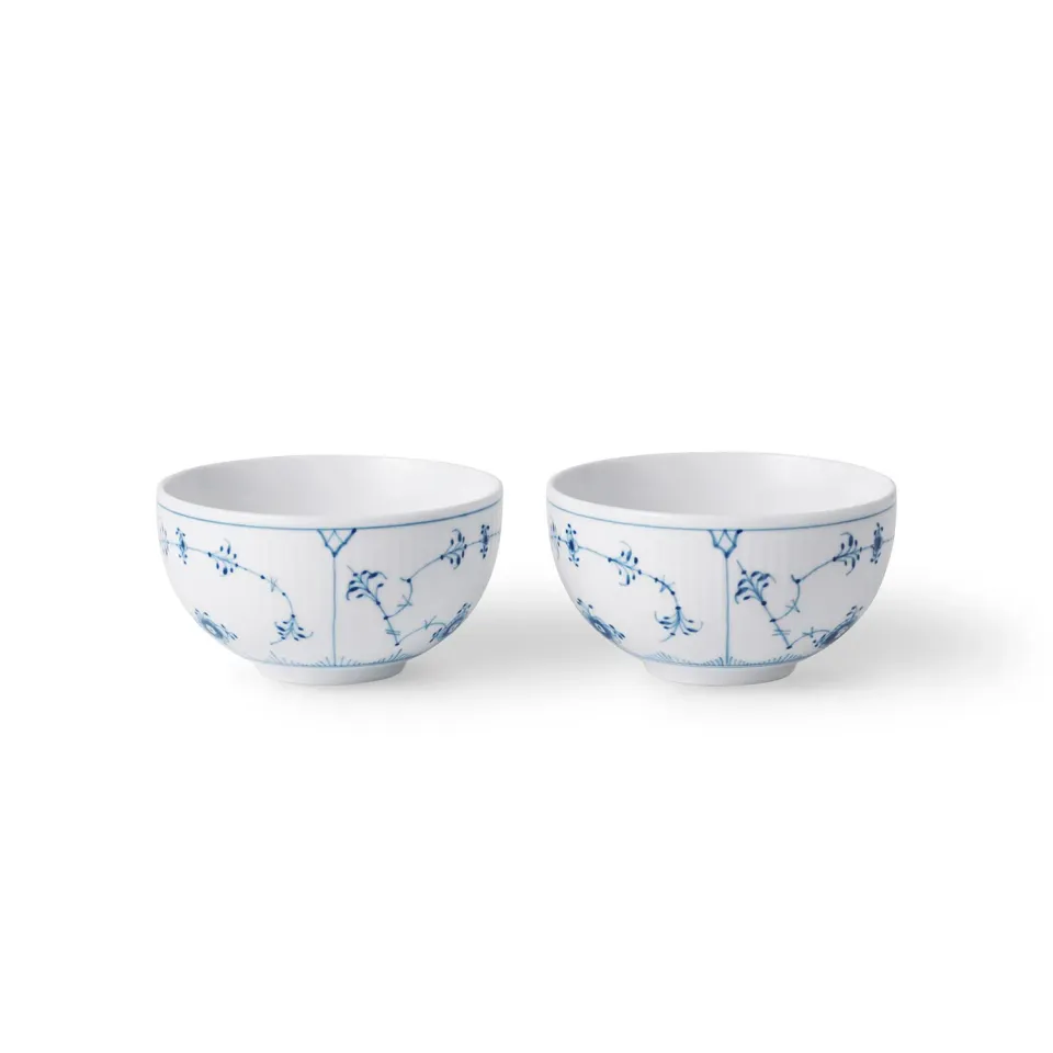 Kgl. Porcelæn Musselmalet Riflet skål 35 cl 2 stk håndmalet