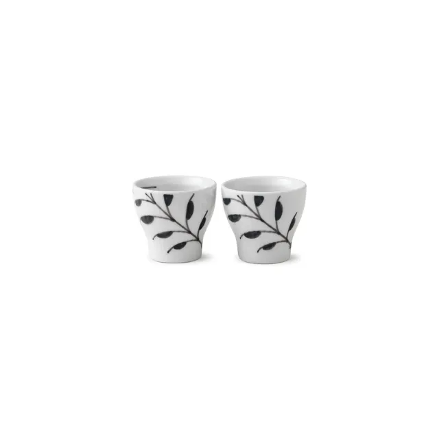Kgl. Porcelæn Sort Mega Riflet æggebæger 4,8 cm 2 stk sort