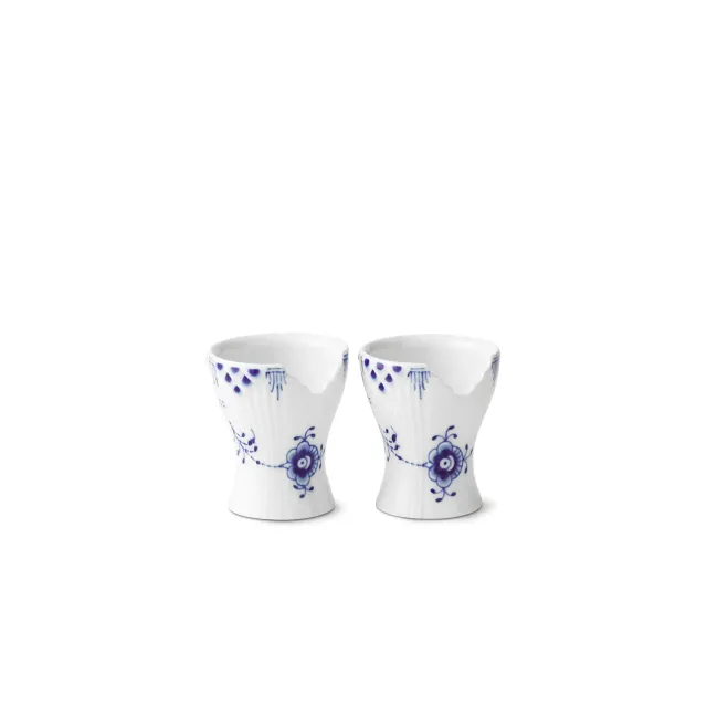 Kgl. Porcelæn Blå Elements æggebæger 5,5 cm 2 stk håndmalet