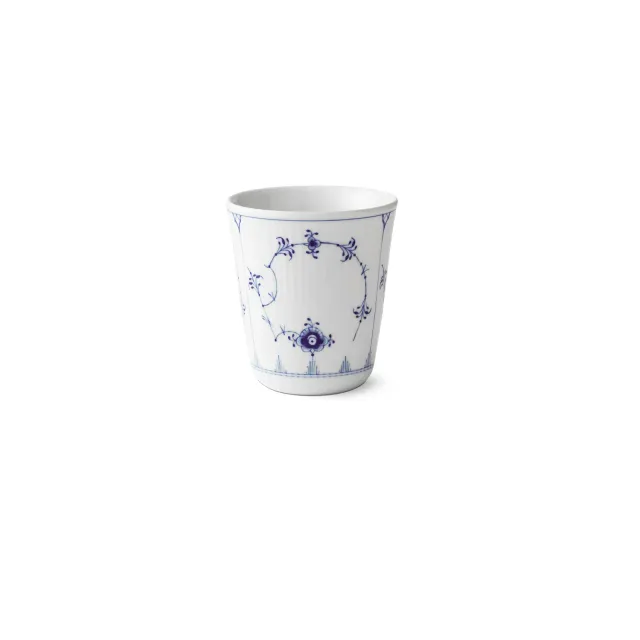 Kgl. Porcelæn Musselmalet Riflet termokrus 29 cl hvid