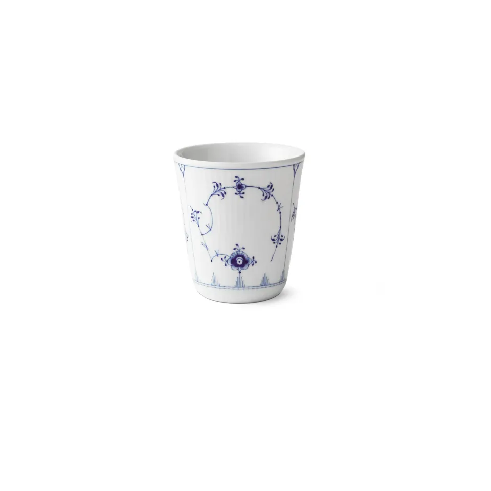 Kgl. Porcelæn Musselmalet Riflet termokrus 29 cl hvid