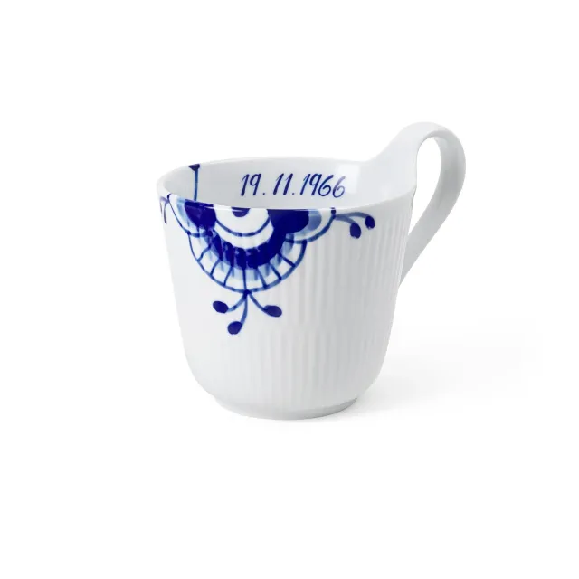 Kgl. Porcelæn Blå Mega Riflet højhankskop Bespoke 33 cl håndmalet
