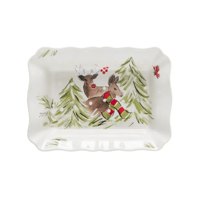 Costa Nova Deer Friends Rectangular Baker ovnfad hvid