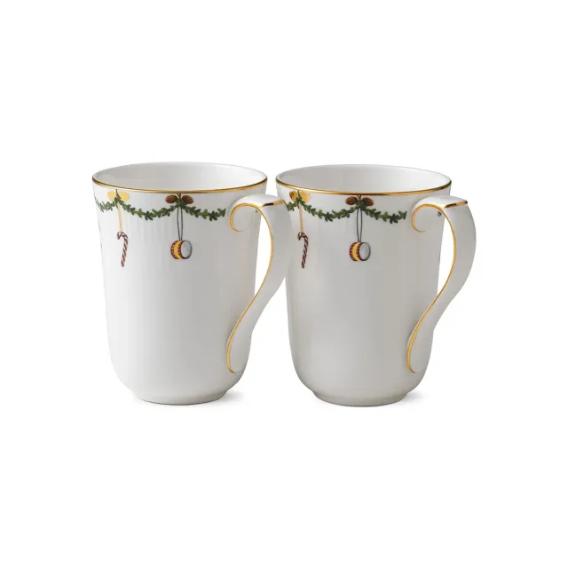 Kgl. Porcelæn Stjerne Riflet Jul kop 36 cl 2 stk