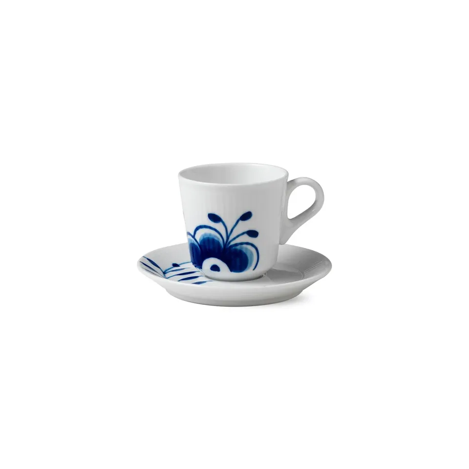 Kgl. Porcelæn Blå Mega Riflet espressokop 9 cl underkop