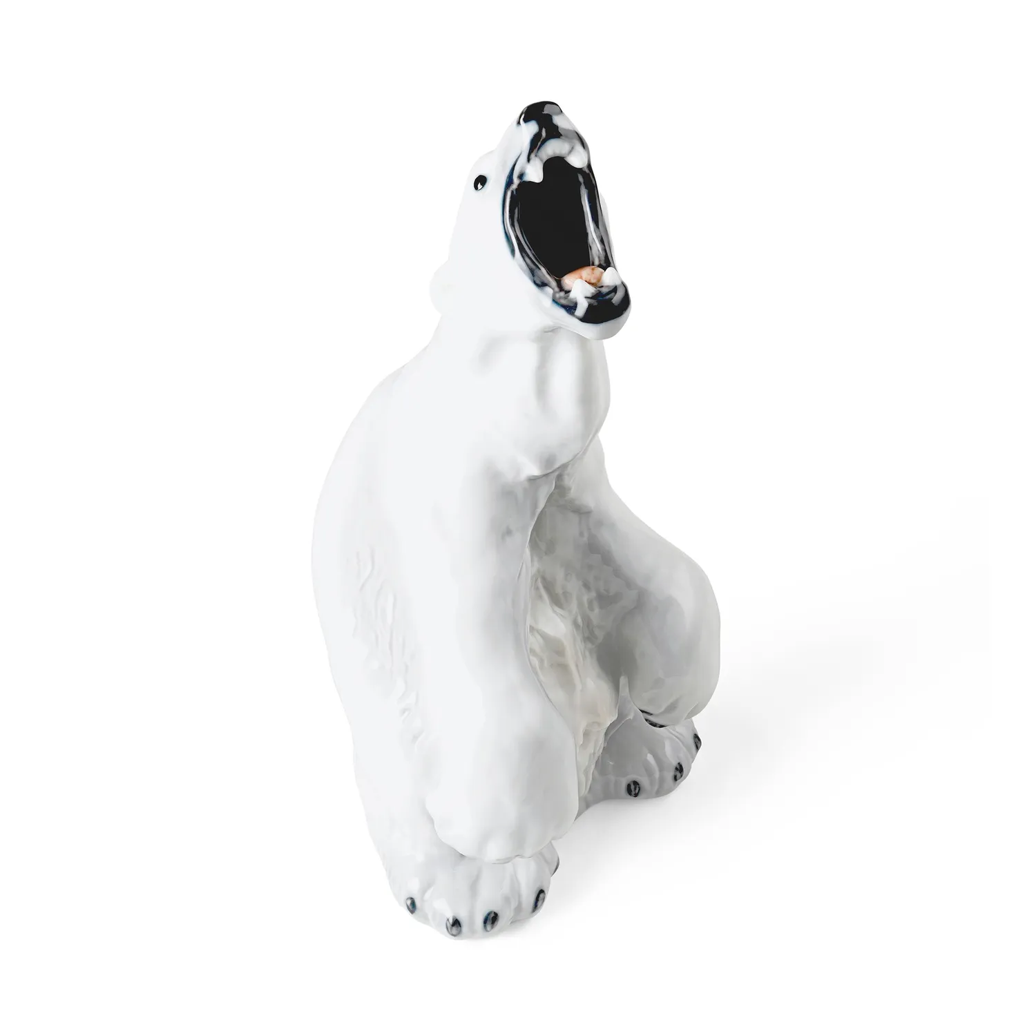 Kgl. Porcelæn Brølende Isbjørn figur 33,5 cm hvid