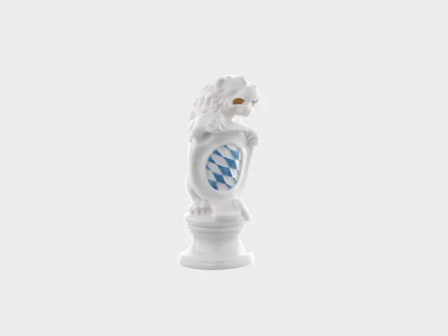 Nymphenburg Løwe porcelænsfigur diskret bemalet