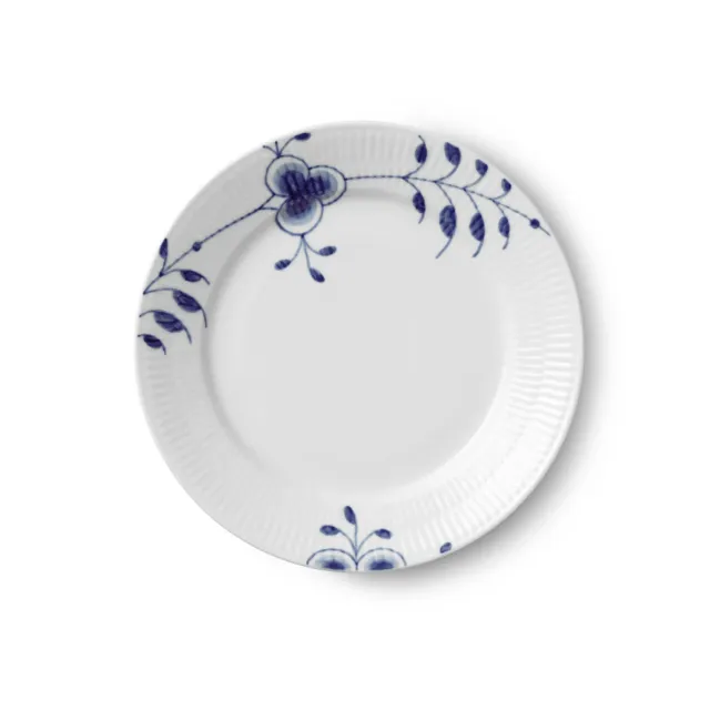 Royal Copenhagen Blå Mega Riflet tallerken 22 cm dekoration 8 håndmalet