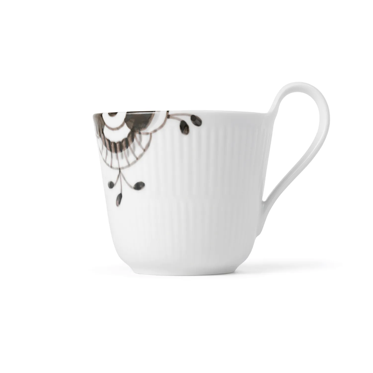 Kgl. Porcelæn Sort Mega Riflet højhankskop Bespoke 33 cl