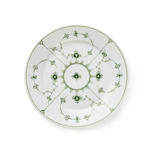 Royal Copenhagen Grøn Musselmalet Riflet tallerken 22 cm grøn