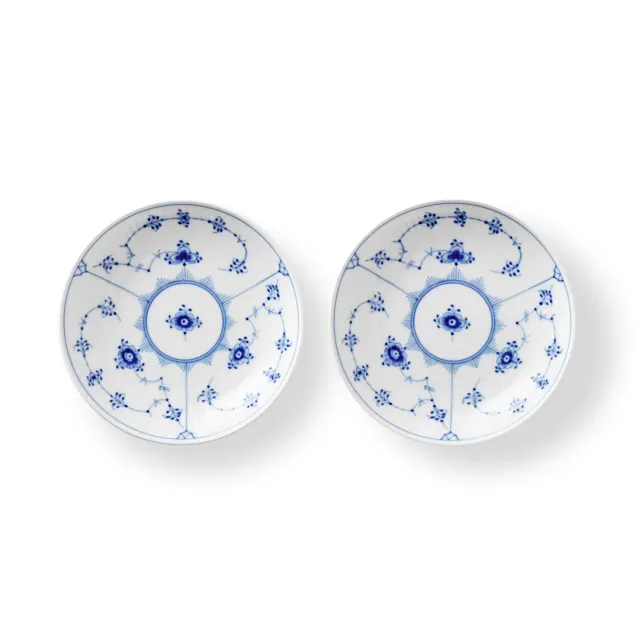 Kgl. Porcelæn Musselmalet Riflet lav skål 15 cm 2 stk.
