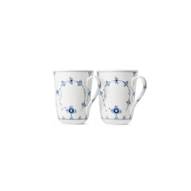 Kgl. Porcelæn Musselmalet Riflet kop 36 cl 2 stk blå
