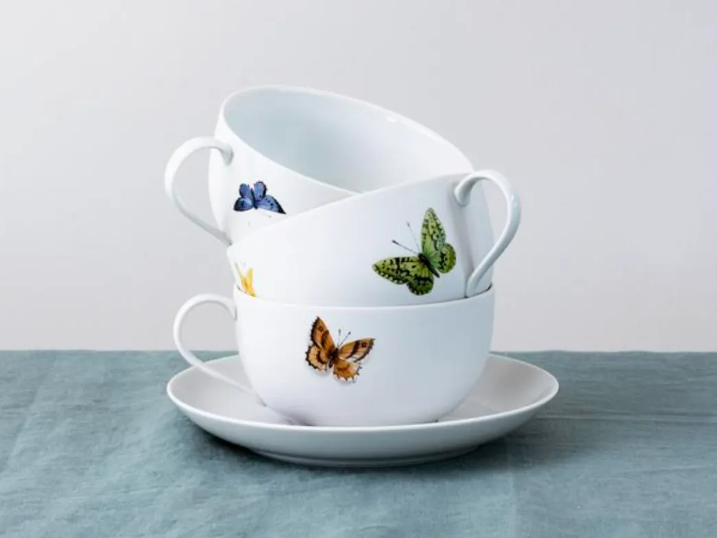 Nymphenburg Lotos Papilio café au lait kop sommerfugl