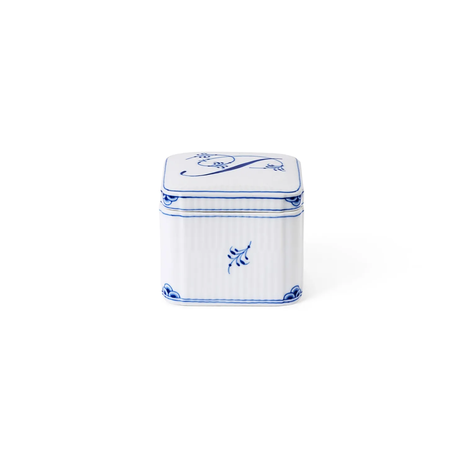 Kgl. Porcelæn Alfabet bonbonniere P 13 cl firkantet
